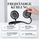 Homezie Tragbarer Nackenventilator | USB-C Wiederaufladbar | Flexibler Doppelventilator mit 3 Geschwindigkeitsstufen