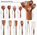Homezie Küchenutensilien-Set | 11-teilig aus Teakholz mit Halter | Kochbesteck für Kochen, Braten und Servieren
